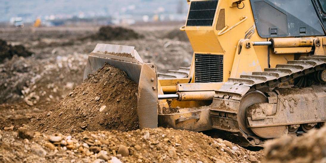 Highway construction site close up