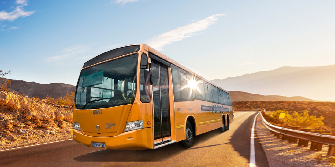 putco bus travelling on windy road